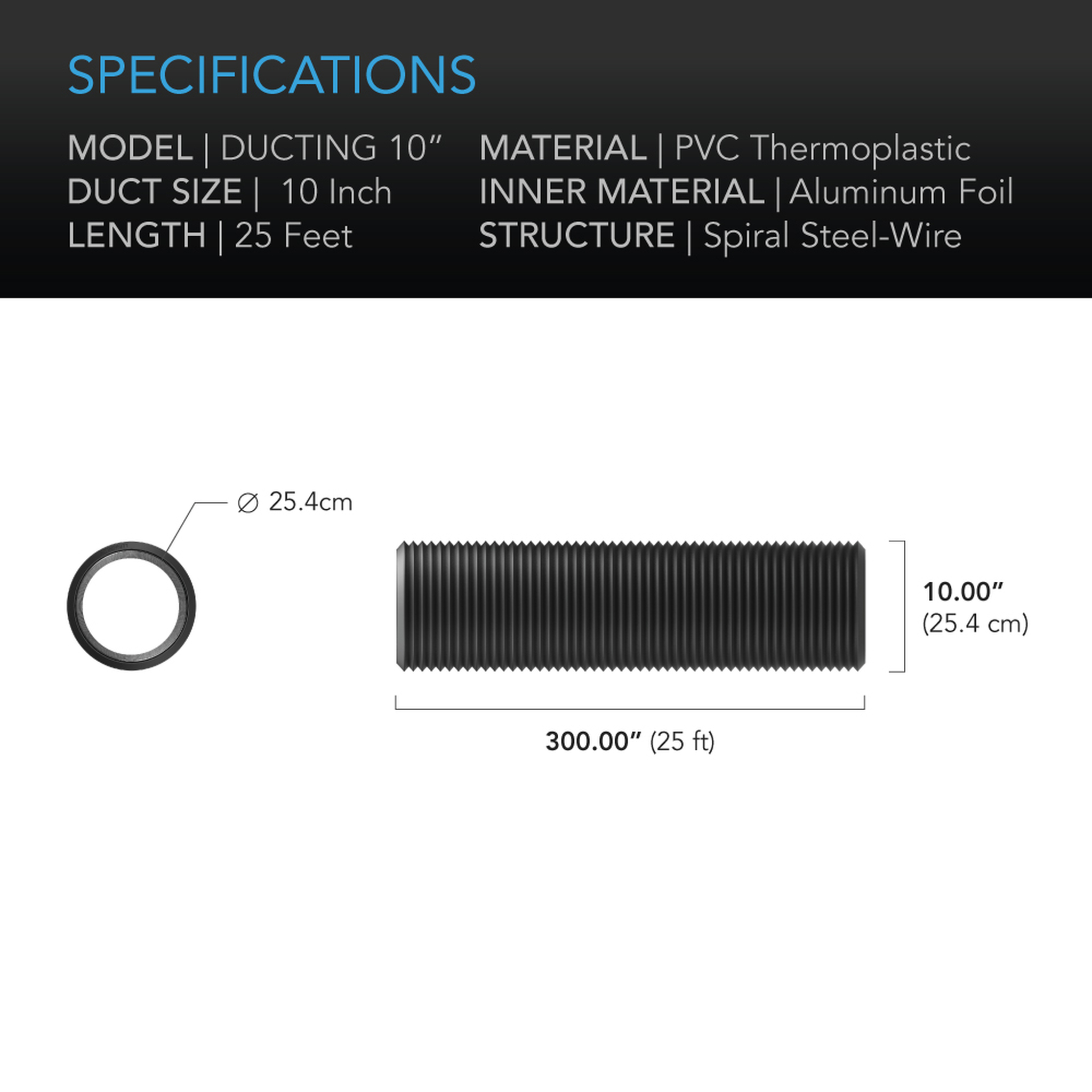 Duct tube 10 25' Specifications